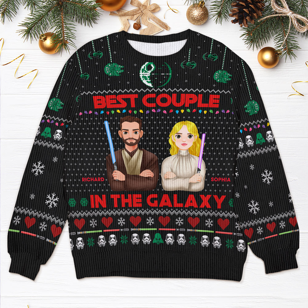 Custom Galactic Couple Ugly Sweater - Unique Valentine's Day Gifts Ugly Christmas Sweater PopCulturePrints