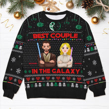Load image into Gallery viewer, Custom Galactic Couple Ugly Sweater - Unique Valentine&#39;s Day Gifts Ugly Christmas Sweater PopCulturePrints
