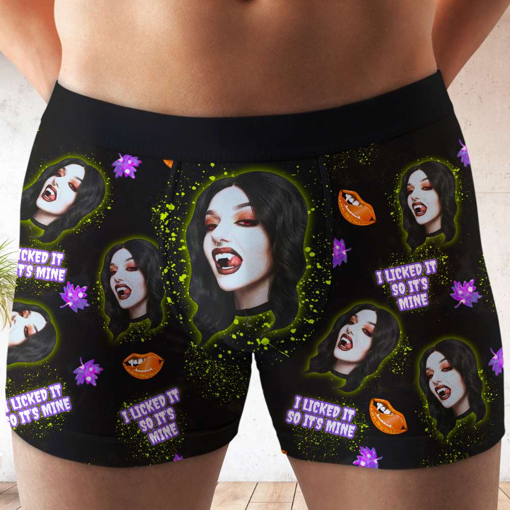 Custom Halloween Boxer Shorts for Couples - I Licked It So It's Mine Boxer Briefs PopCulturePrints