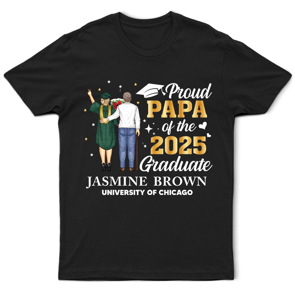 Proud Dad Of The 2025 Graduate - Personalized T Shirt T-shirt PopCulturePrints