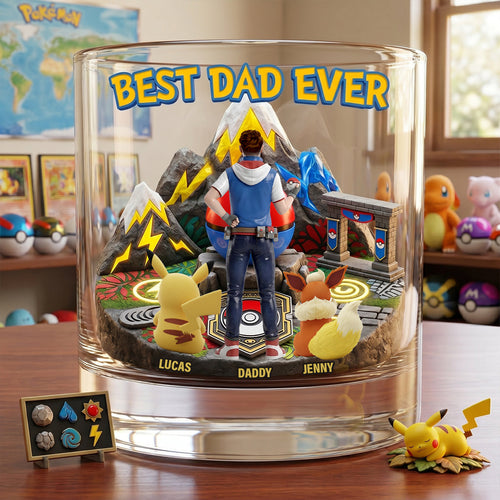 The Best Dad Ever - Personalized Round Glass Gift for Dads Glass PopCulturePrints