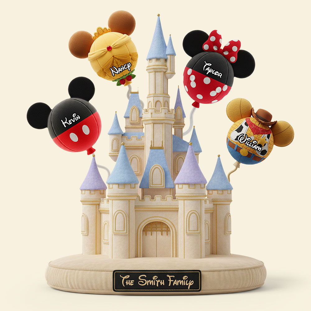 “Create Your Own Magical Moments” - Balloon Castle Family Custom Pillow - Personalized Gift for Families Pillow PopCulturePrints