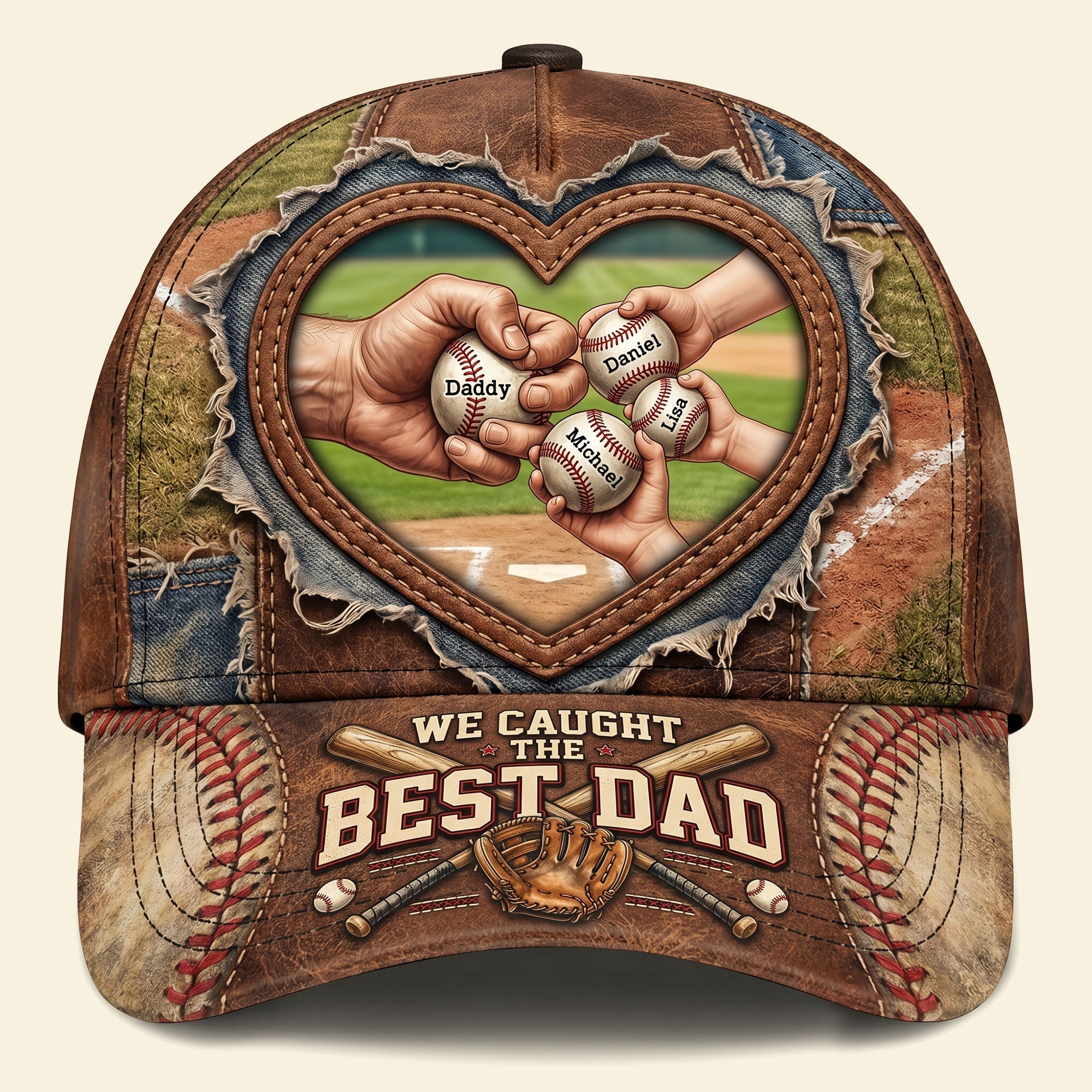 We Caught the Best Dad - Personalized Baseball Dad Cap Gift Caps PopCulturePrints