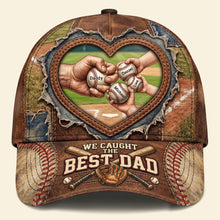 Load image into Gallery viewer, We Caught the Best Dad - Personalized Baseball Dad Cap Gift Caps PopCulturePrints
