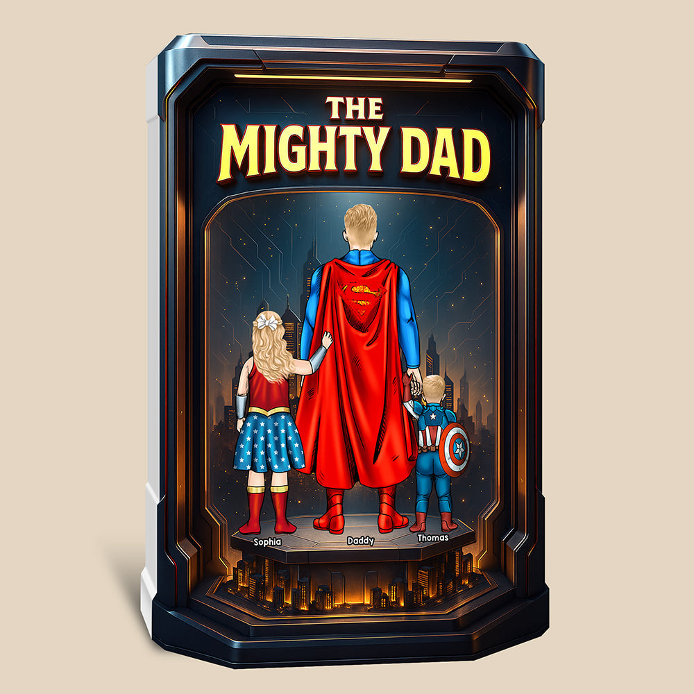 The Mighty Dad - 'A Hero in Our Eyes' - Personalized Acrylic Plaque Gift for Dad, Grandpa & Father Figures Shaped Plaques PopCulturePrints