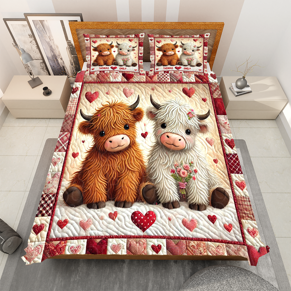 Personalized Cow Couple Quilt Bedding Set Blanket PopCulturePrints