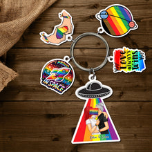 Load image into Gallery viewer, Custom Rainbow Pride Keychain for Couples Keychains PopCulturePrints
