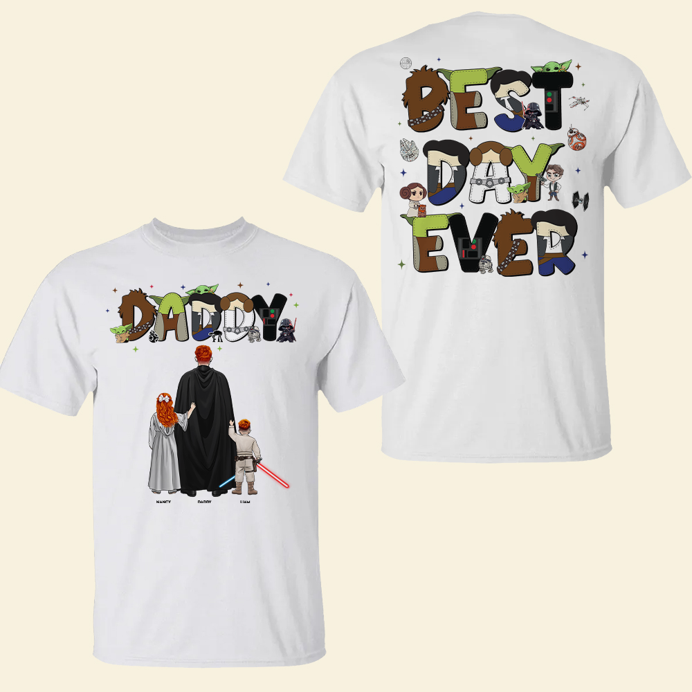 “The Best Day Ever!” - Personalized Galaxy Dad Shirt - Gift for Dad, Grandpa, and Father Figures Shirts PopCulturePrints