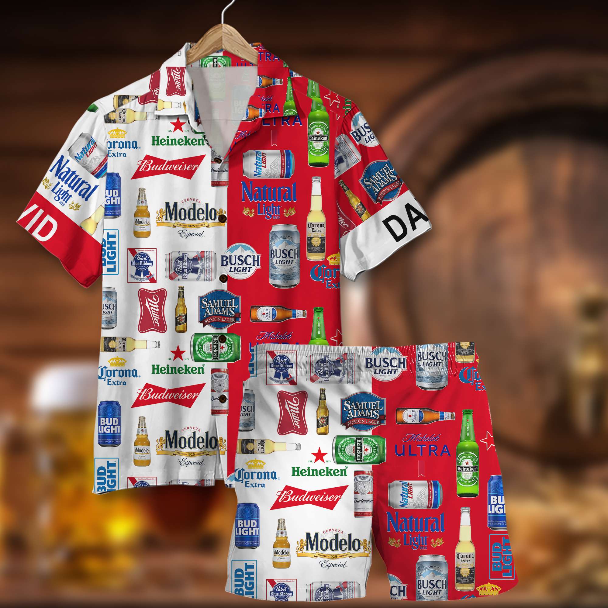 Personalized Beer Brands Hawaiian Shirt Set for Beer Lovers