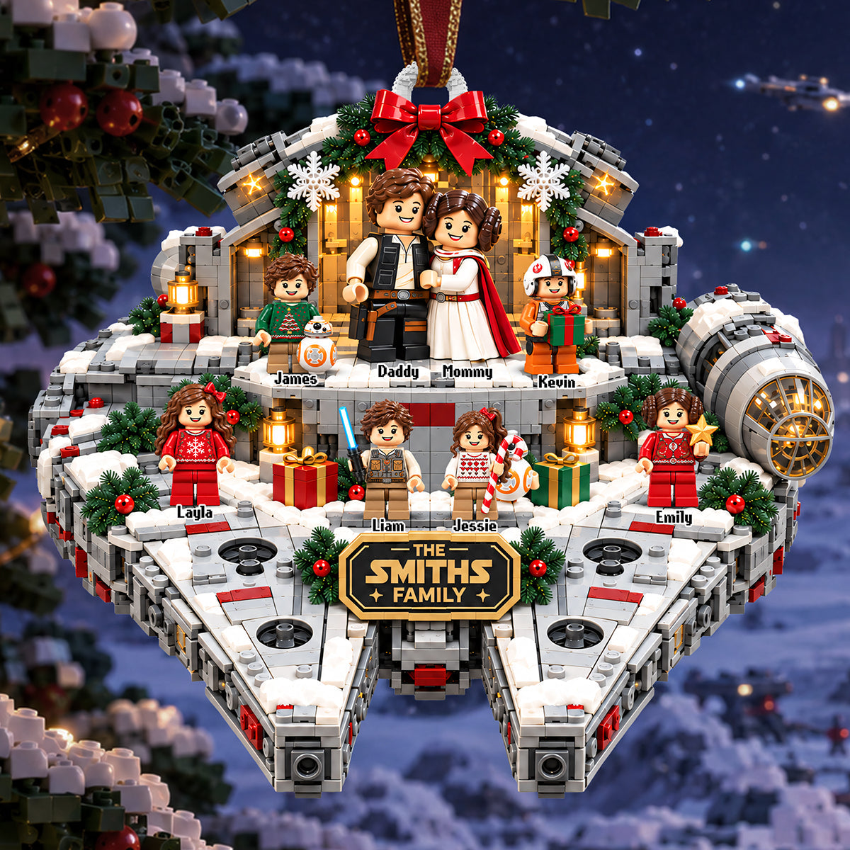 Lovely Legend Family Exploring The Interstellar Acrylic Ornament - Personalized Christmas Gifts For Family 03hata070926 Ornament PopCulturePrints