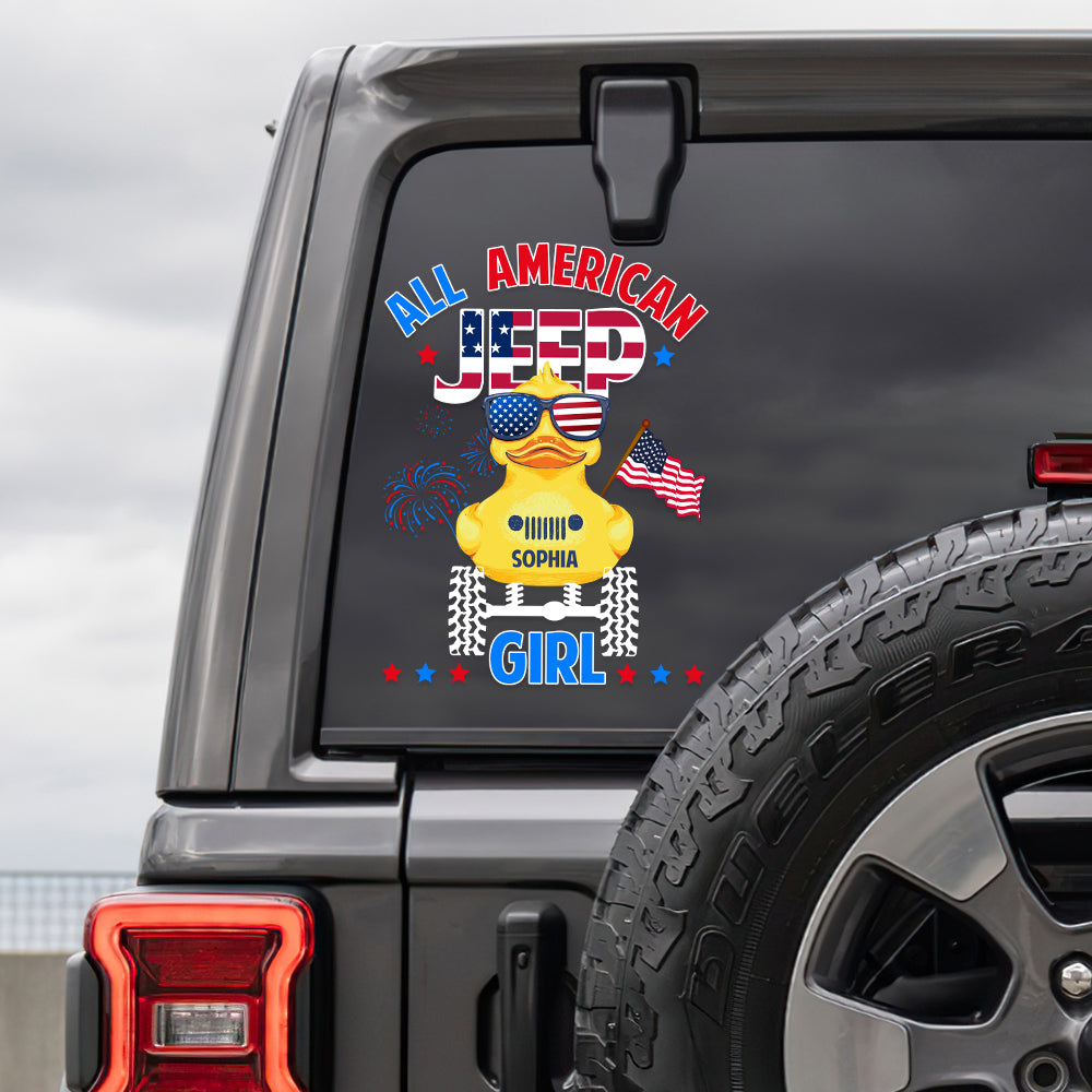 Custom All American Jeep Girl Decal for Car Lovers Decal Sticker PopCulturePrints