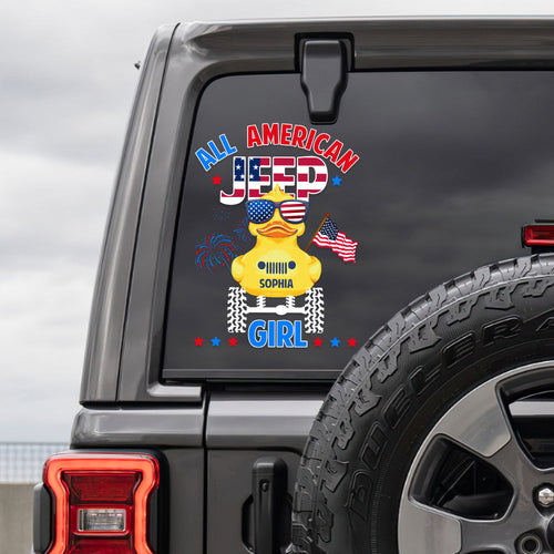 Custom All American Jeep Girl Decal for Car Lovers Decal Sticker PopCulturePrints