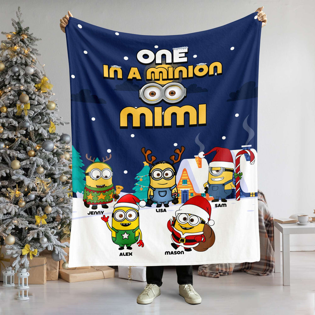Personalized Minion-Themed Christmas Blanket for Grandma Blanket PopCulturePrints