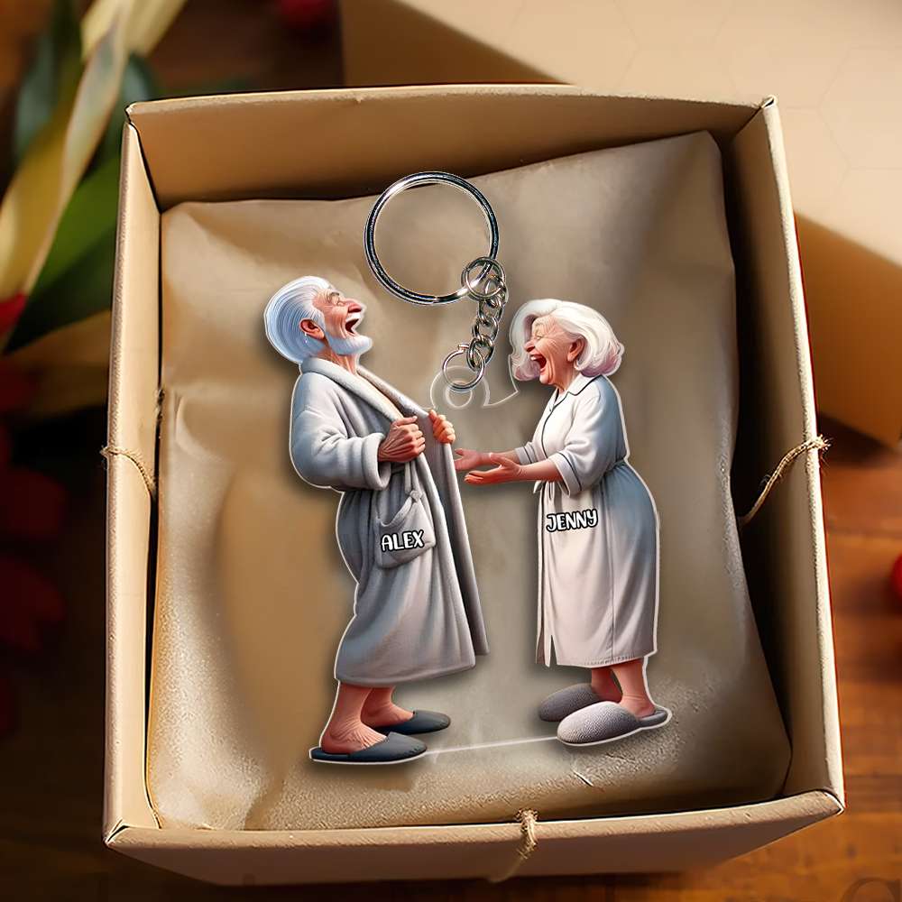 Personalized Funny Old Couple Keychain - Sam & Emma Keychains PopCulturePrints