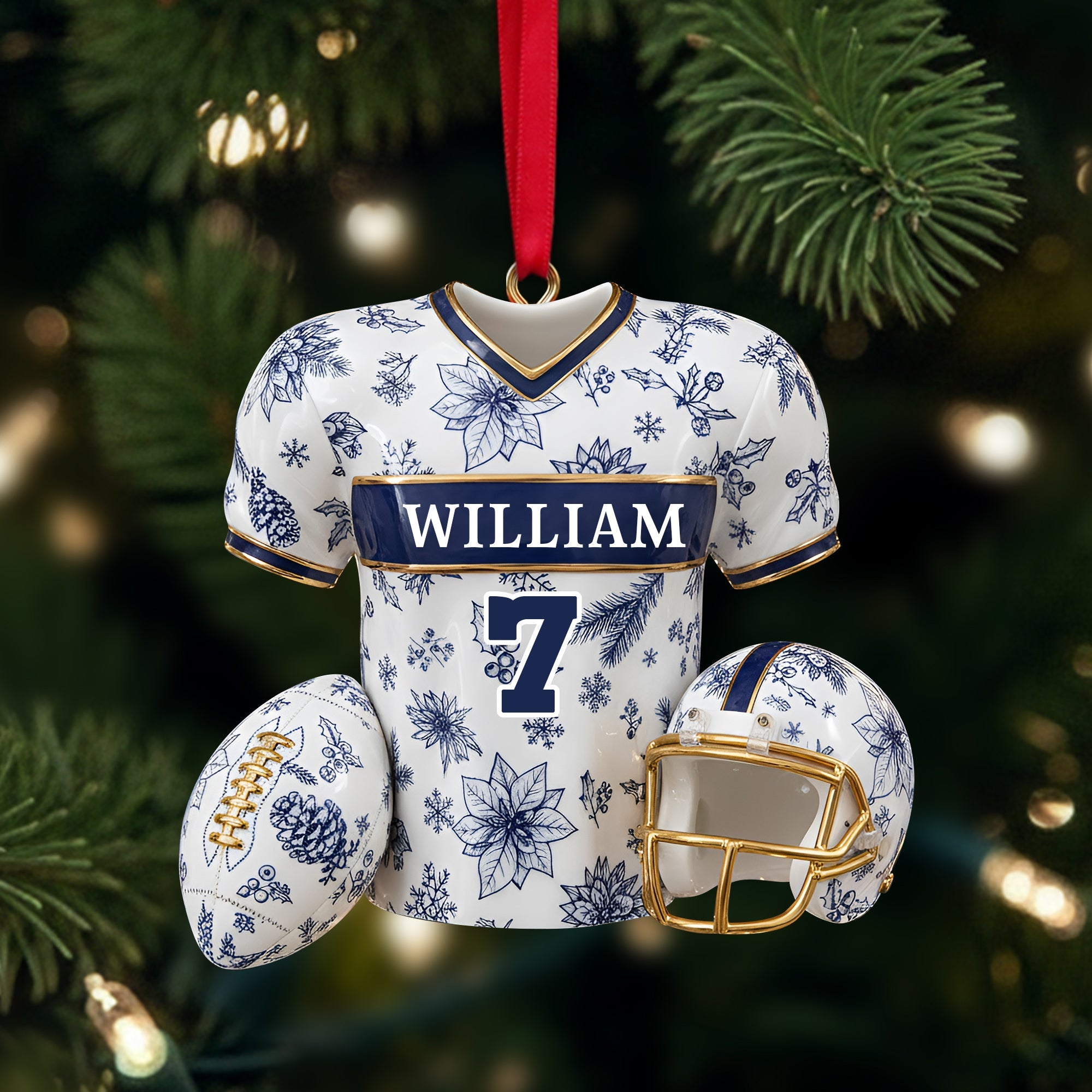 "Celebrate the Season with a Touch of Personalization!" - Personalized Christmas Festive Jersey Ornament - Unique Holiday Gift for Family, Friends, and Sports Lovers Ornament PopCulturePrints