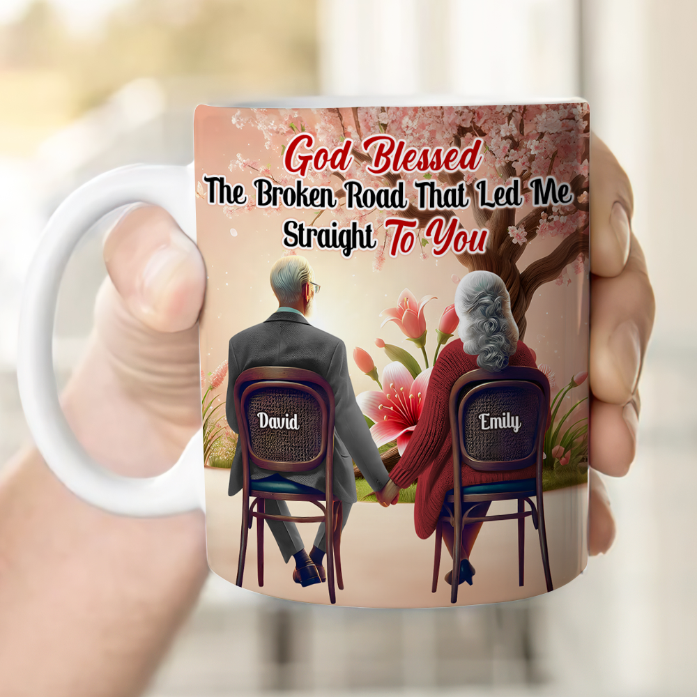 Personalized Couples Coffee Mug - God Blessed The Broken Road Coffee Mug PopCulturePrints