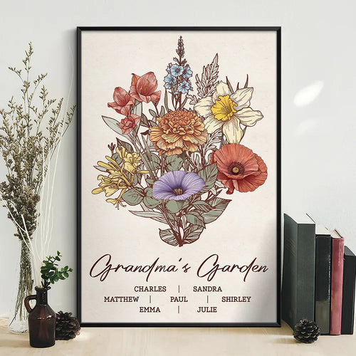 Grandma's Garden Family Birth Flower - Custom Personalized Poster for Mother's Day Gifts Poster PopCulturePrints