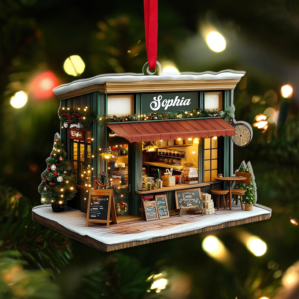 Personalized Coffee Shop Ornament for Her Ornament PopCulturePrints
