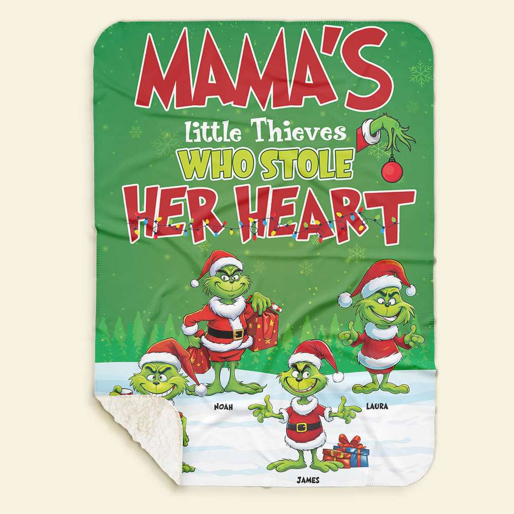Personalized Christmas Blanket for Mama - Little Heart Thieves Blanket PopCulturePrints