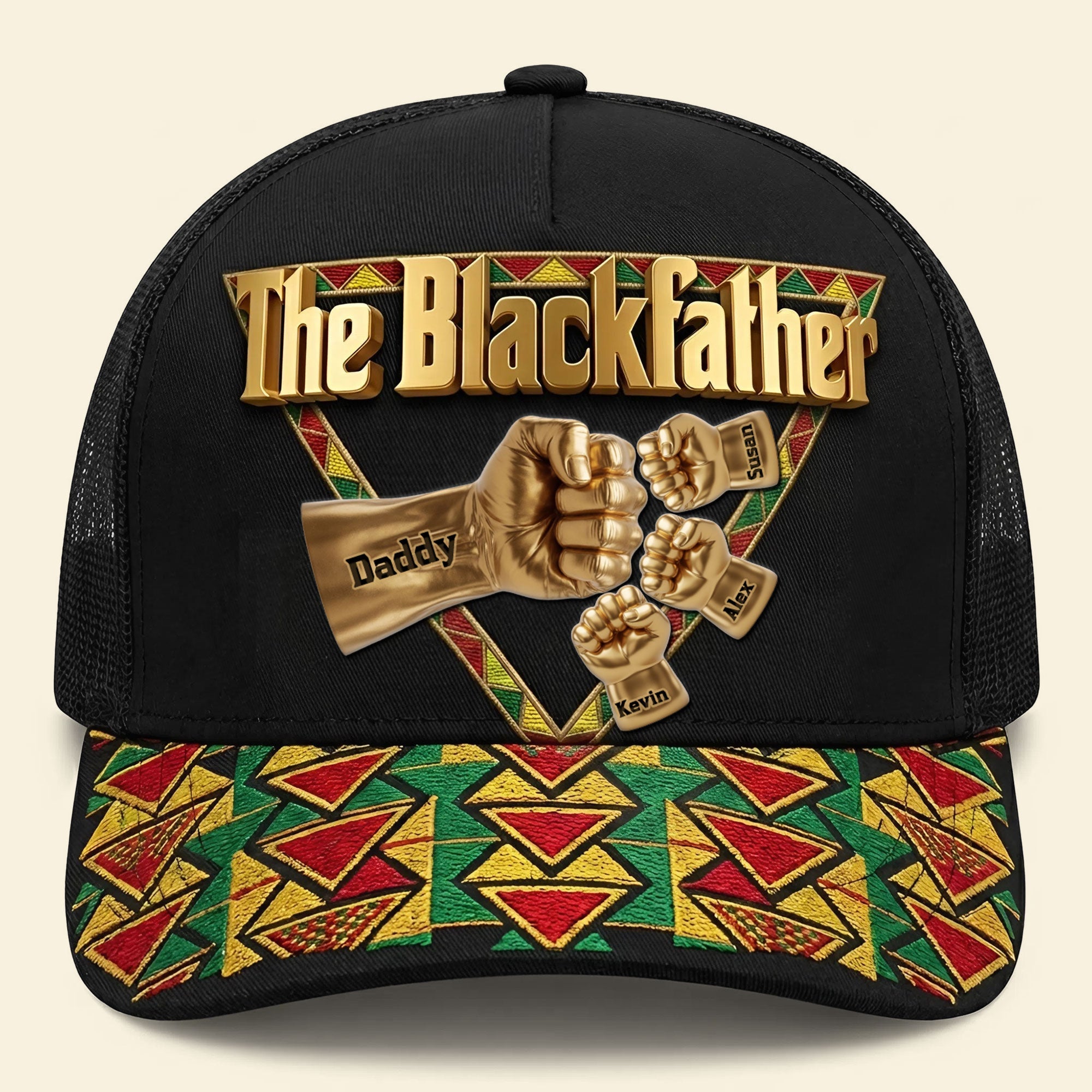 "Celebrate the Bond: Custom Dad and Kid Fist Bump Cap" - Personalized Gift for Dads, Grandpas, and More Mesh Baseball Cap PopCulturePrints