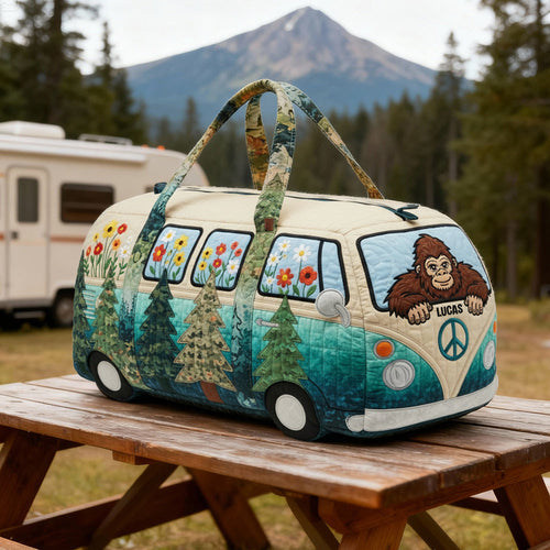 Adventure Awaits: Personalized Quilted Duffle Bag for Camping Lovers Quilted Duffle Bag PopCulturePrints