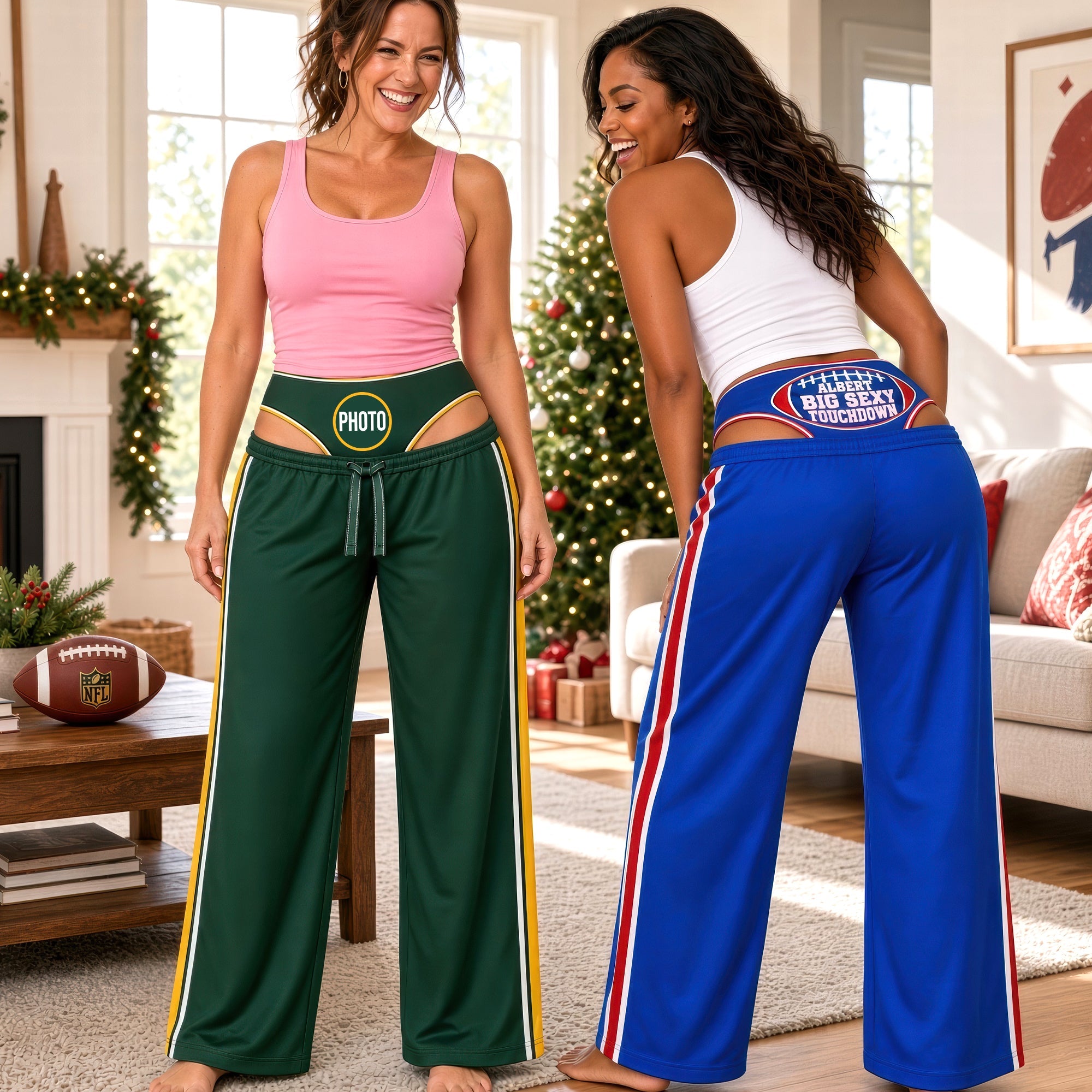 "Touchdown in Style!" - Naughty Hot Goddess Pajama Pants - Personalized Gifts for Sport Lovers