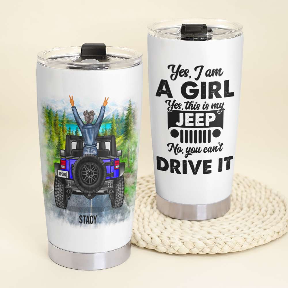 Personalized Adventure Girl Jeep Tumbler