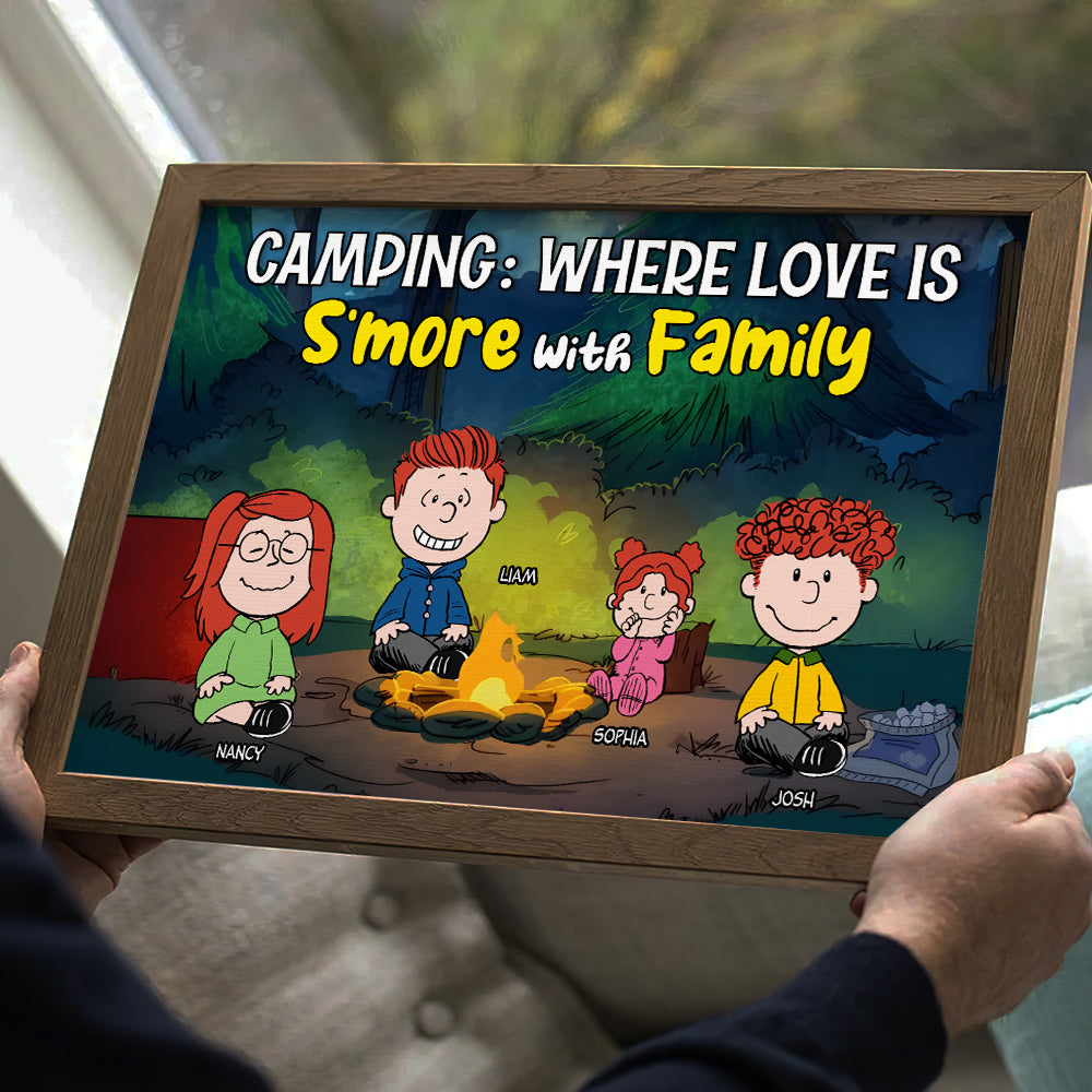 Personalized Family Canvas Print - Camping S'more With Family