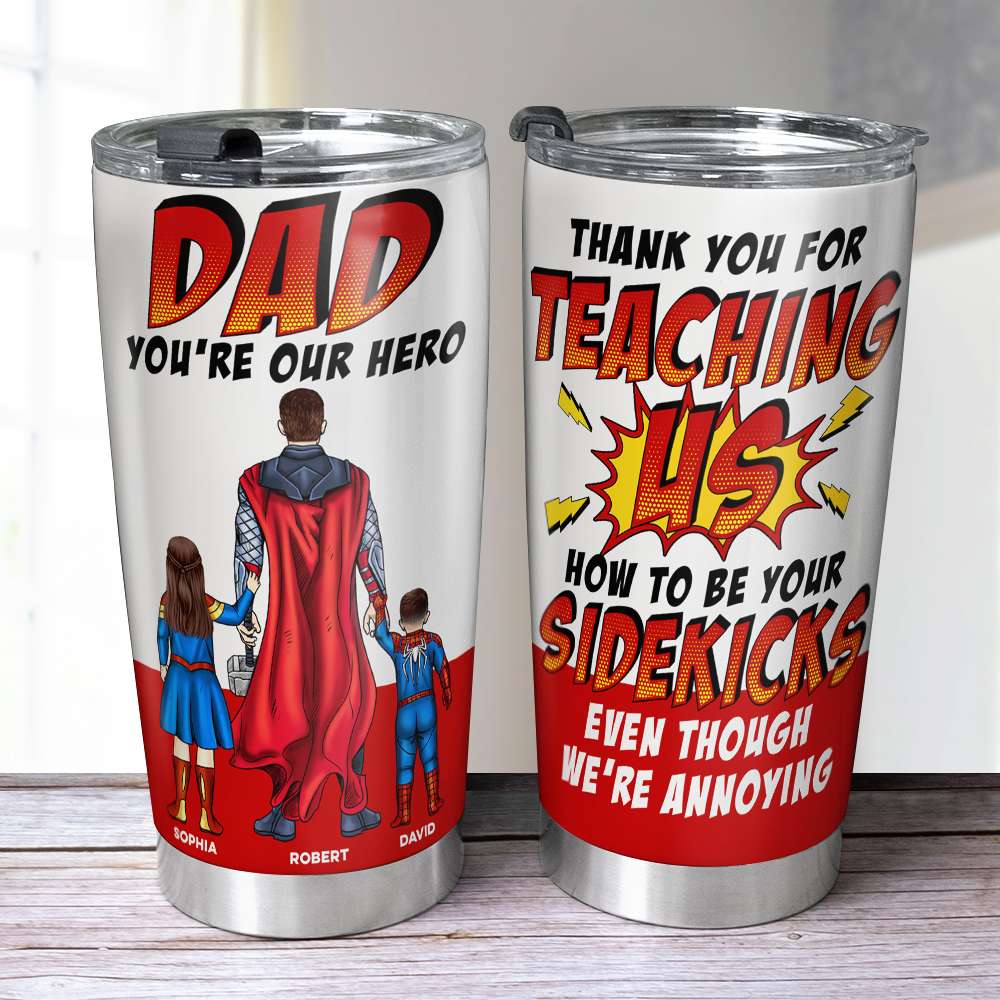 Hero Dad Personalized Tumbler - Custom Gift for Father's Day