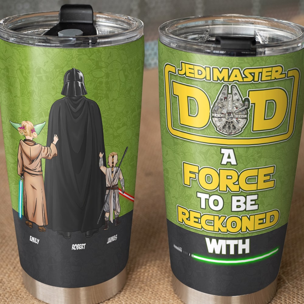 Jedi Master Dad Tumbler - Personalized Star Wars Gift for Father's Day Tumbler Cup PopCulturePrints