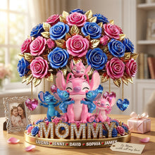 Load image into Gallery viewer, To Mom, With All My Love - Cute Mommy Pink Aliens Flower Acrylic Plaque - Personalized Gifts for Mother's Day Shaped Plaques PopCulturePrints
