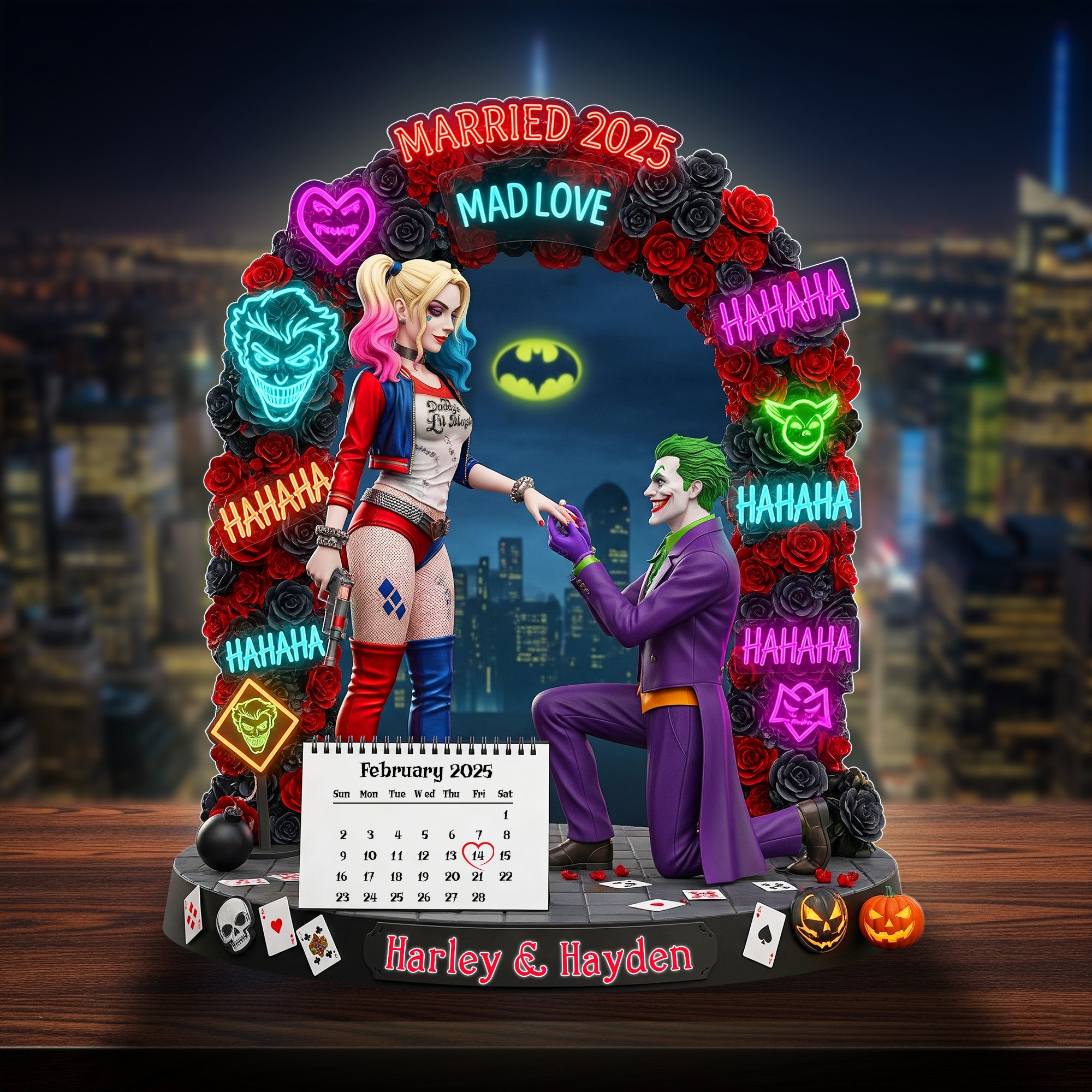 “An Eternal Love Story” - Dark Love Proposal Couple Acrylic Plaque - Personalized Gift for Couples Shaped Plaques PopCulturePrints