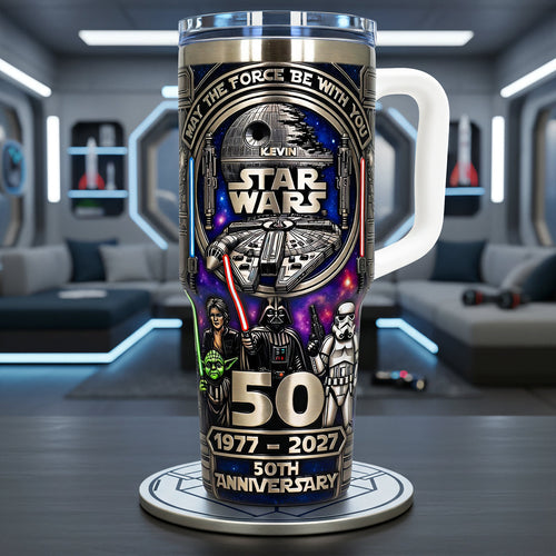 May the Force Be With You - Personalized 50th Anniversary Space Adventure Tumbler Tumbler Cup PopCulturePrints