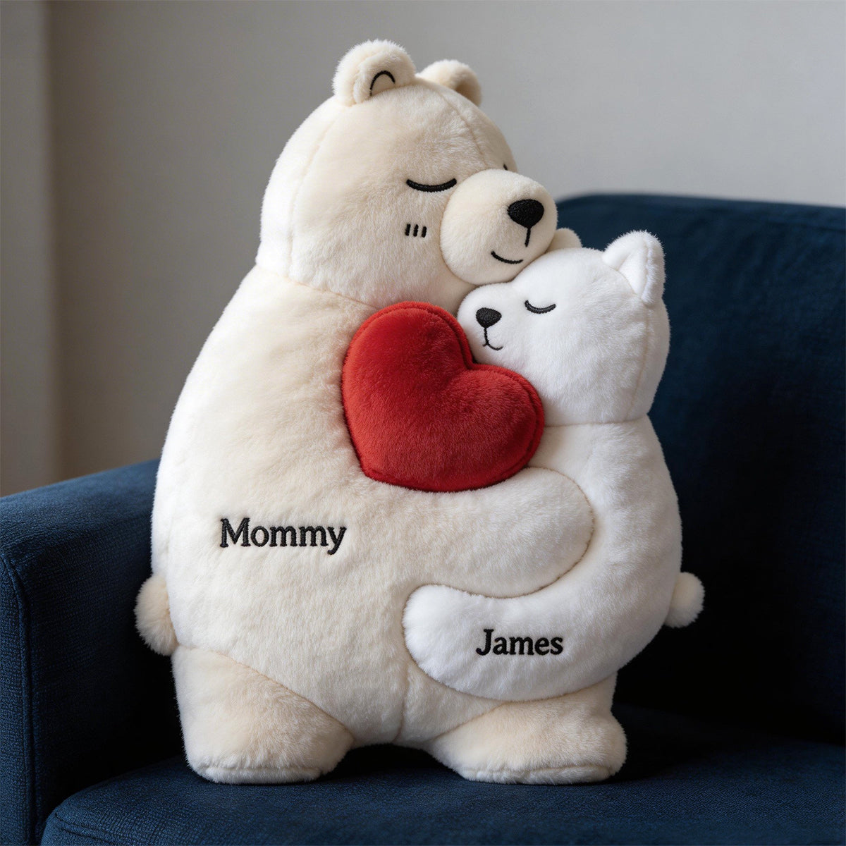 “Hugs of Love” – Nurturing Bear Mom Custom Shape Pillow - Personalized Gift for Mom, Grandma & Loved Ones Pillow PopCulturePrints