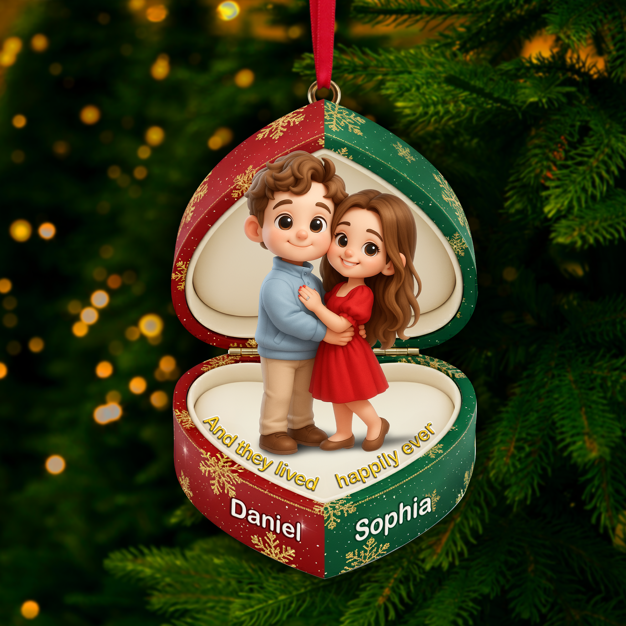 "And they lived happily ever after" - Sweet Box Couple Ornament - Personalized Custom Photo Gift For Couples Ornament PopCulturePrints