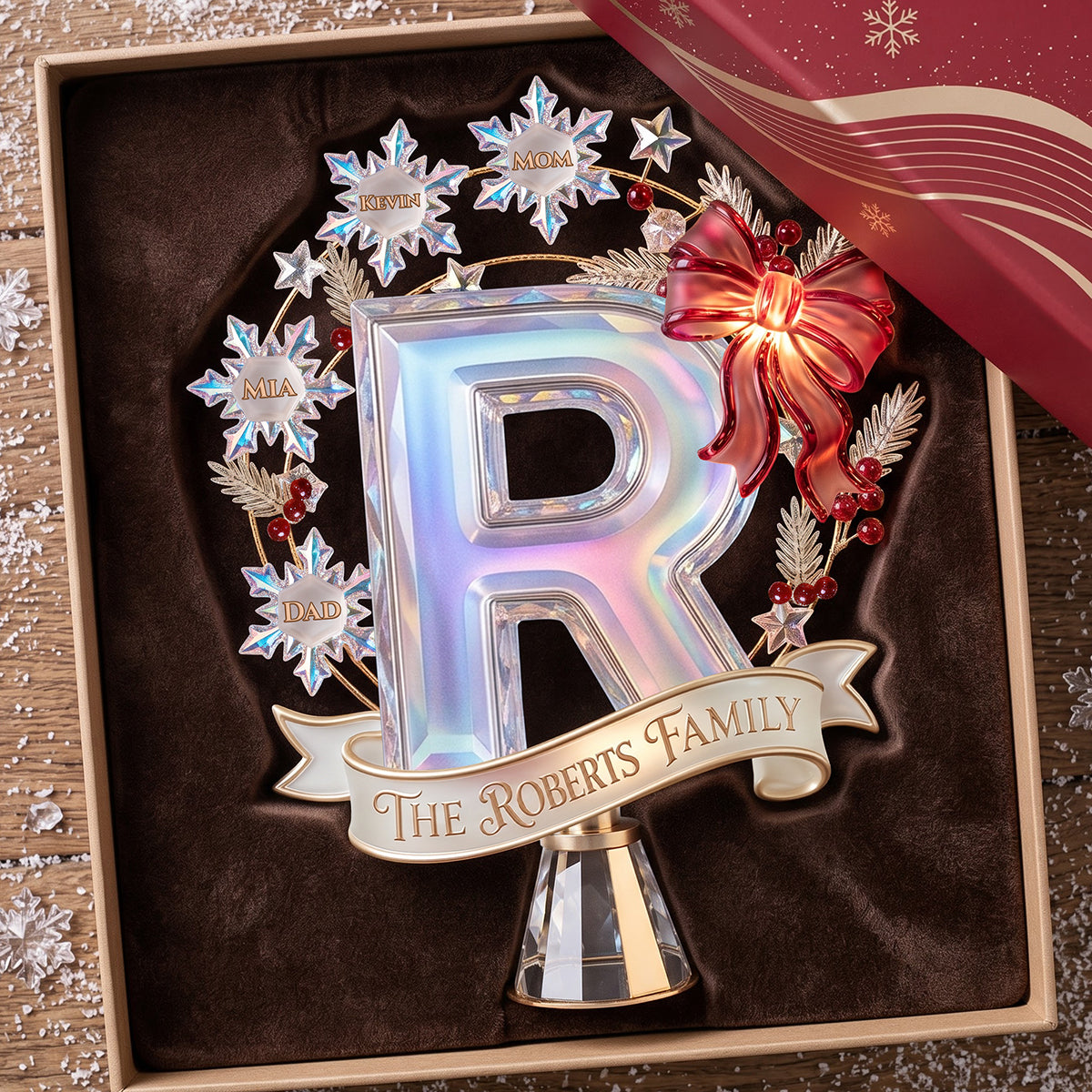 “Celebrate Family Togetherness” - Snowflake Alphabet Tree Topper - Personalized Christmas Gift for Loved Ones