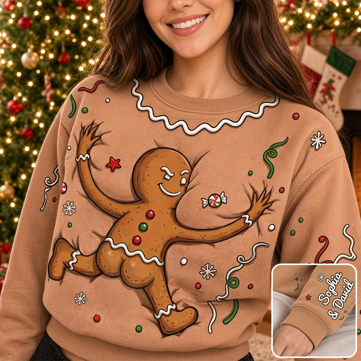 Bring Joy with Our Funny Gingerbread 3D Shirt - Personalized Christmas Gift for Everyone AOP Products PopCulturePrints