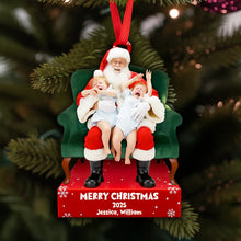 Load image into Gallery viewer, Merry Christmas with Santa – Personalized Ornament for Kids Ornament PopCulturePrints
