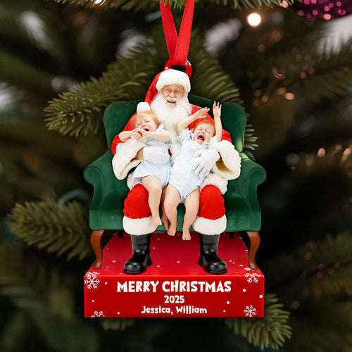 Merry Christmas with Santa – Personalized Ornament for Kids Ornament PopCulturePrints