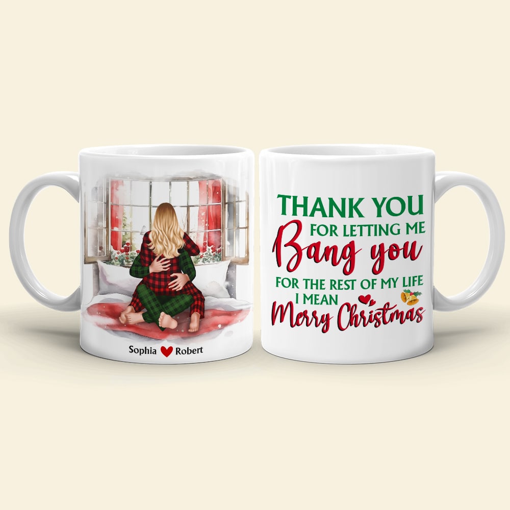 Personalized Holiday Coffee Mug for Couples - Merry Christmas