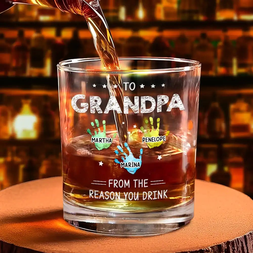 To Papa From The Reasons You Drink - Personalized Whiskey Glass for Dad and Grandpa Whiskey Glass PopCulturePrints