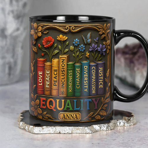 “Celebrate Love and Diversity” - Equality Coffee Mug - Personalized Gift for LGBTQ+ Pride, Friends, Family, and Allies Coffee Mug PopCulturePrints