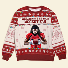 Load image into Gallery viewer, Personalized Football Fan Ugly Sweater - Custom Photo Gift
