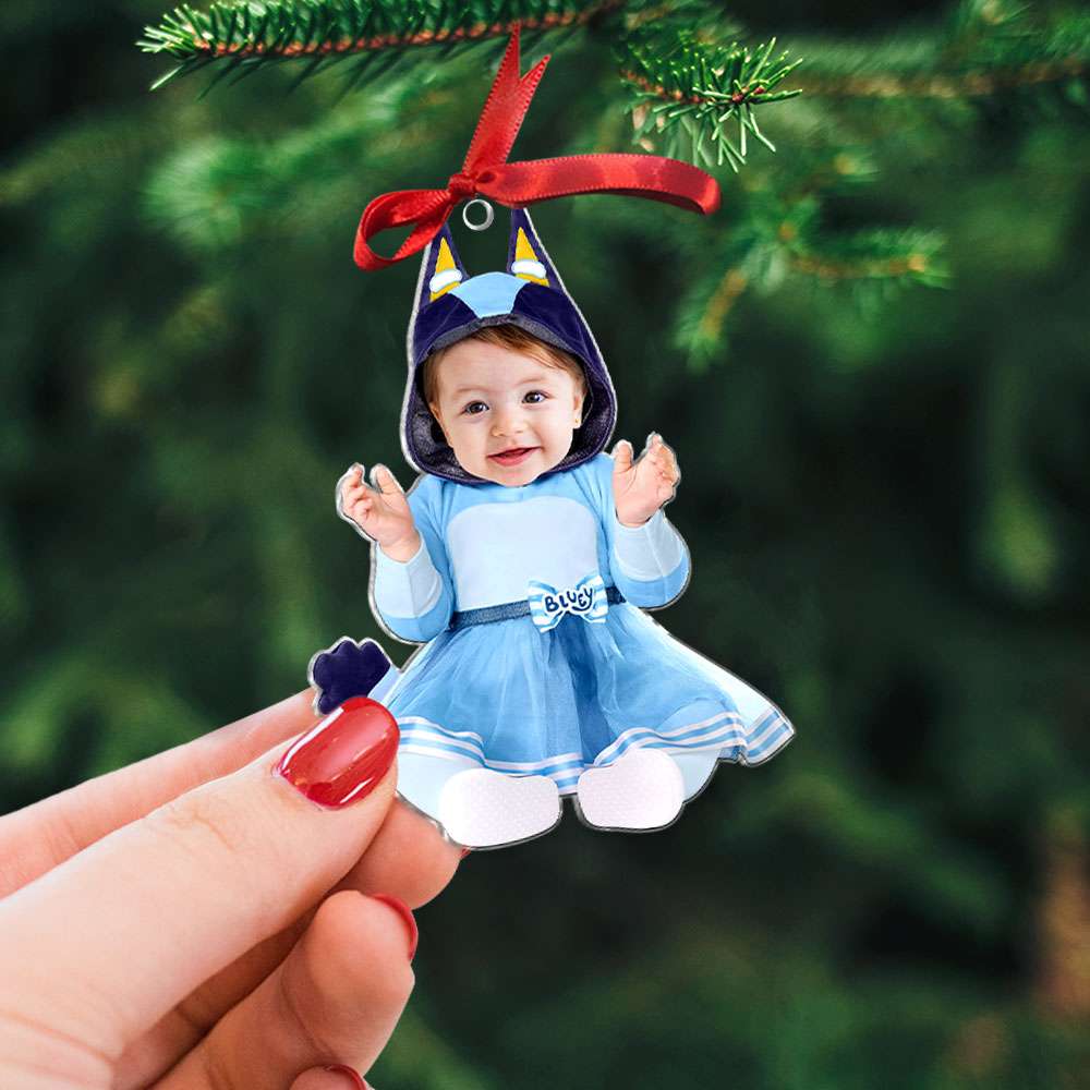 Cute Custom Kid's Face Christmas Ornament - Personalized Acrylic Photo Decoration