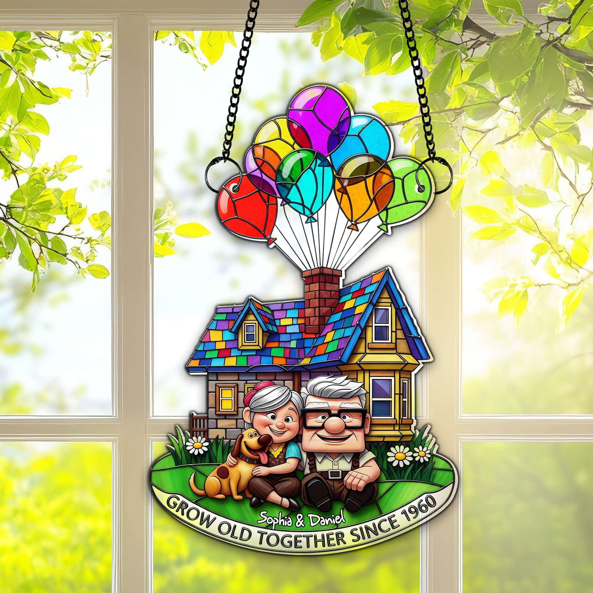 "Grow Old Together" - Personalized Suncatcher for Anniversary Gifts to Cherished Couples Ornament PopCulturePrints