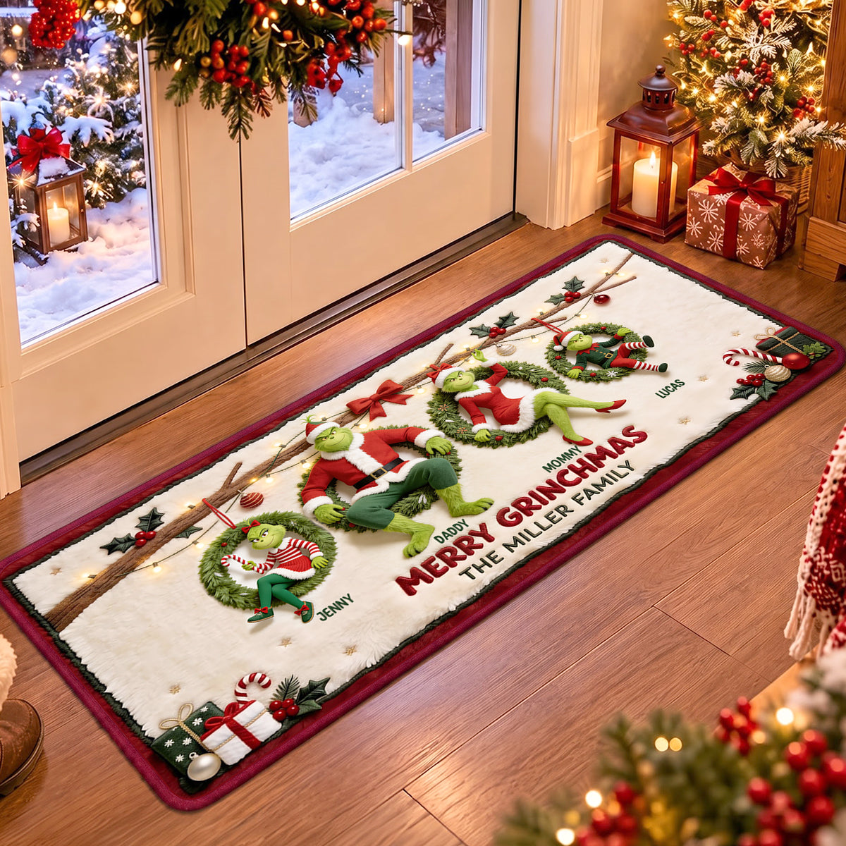 Christmas Monster Family Runner Rug - Personalized Gifts For Family Runner Rug 02TOTN050926 Doormat PopCulturePrints