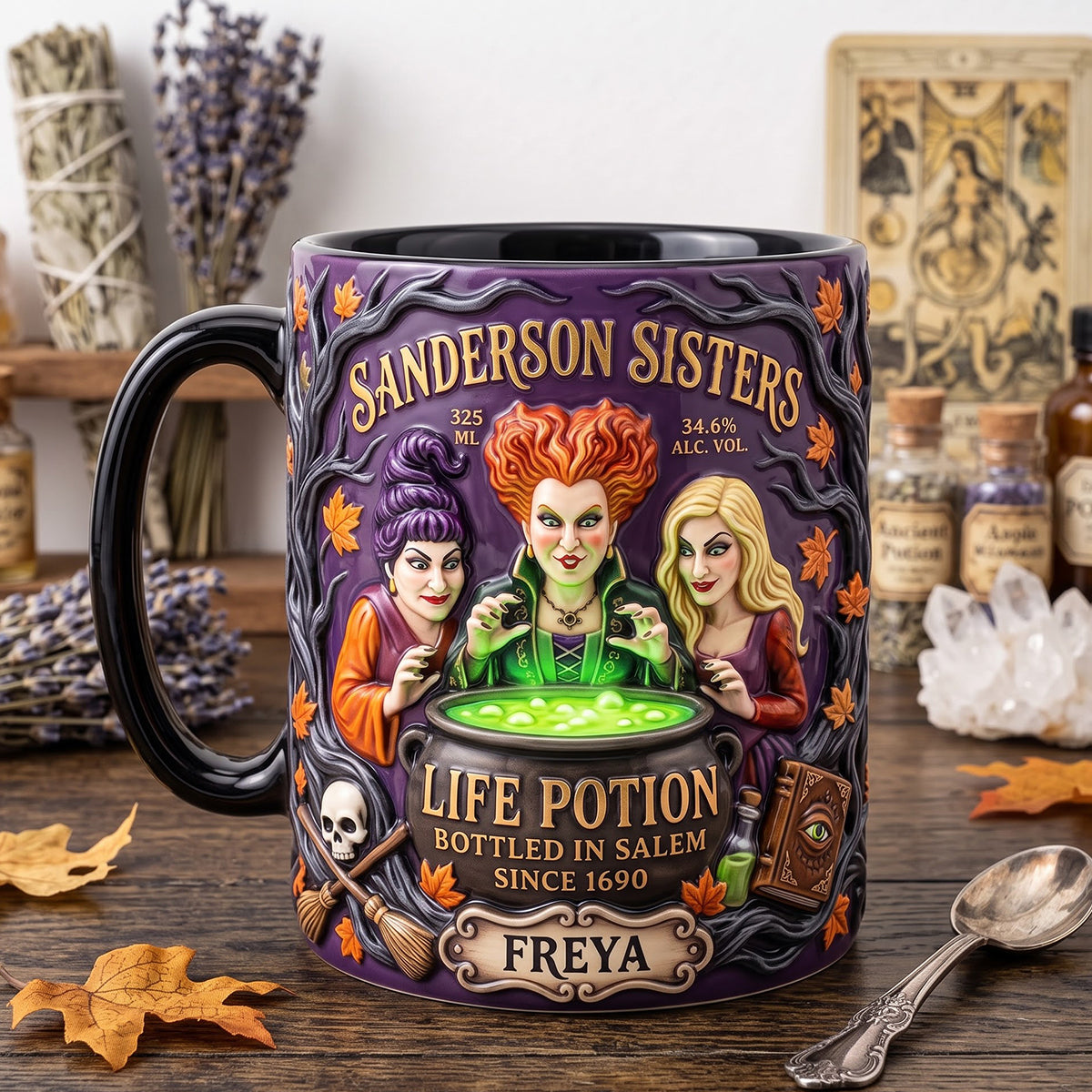 “Brew Your Own Magic!” - Personalized Macabre Spell Sisters Brew House Magic Mug - Custom Gift for Fiction Lovers, Friends & Family