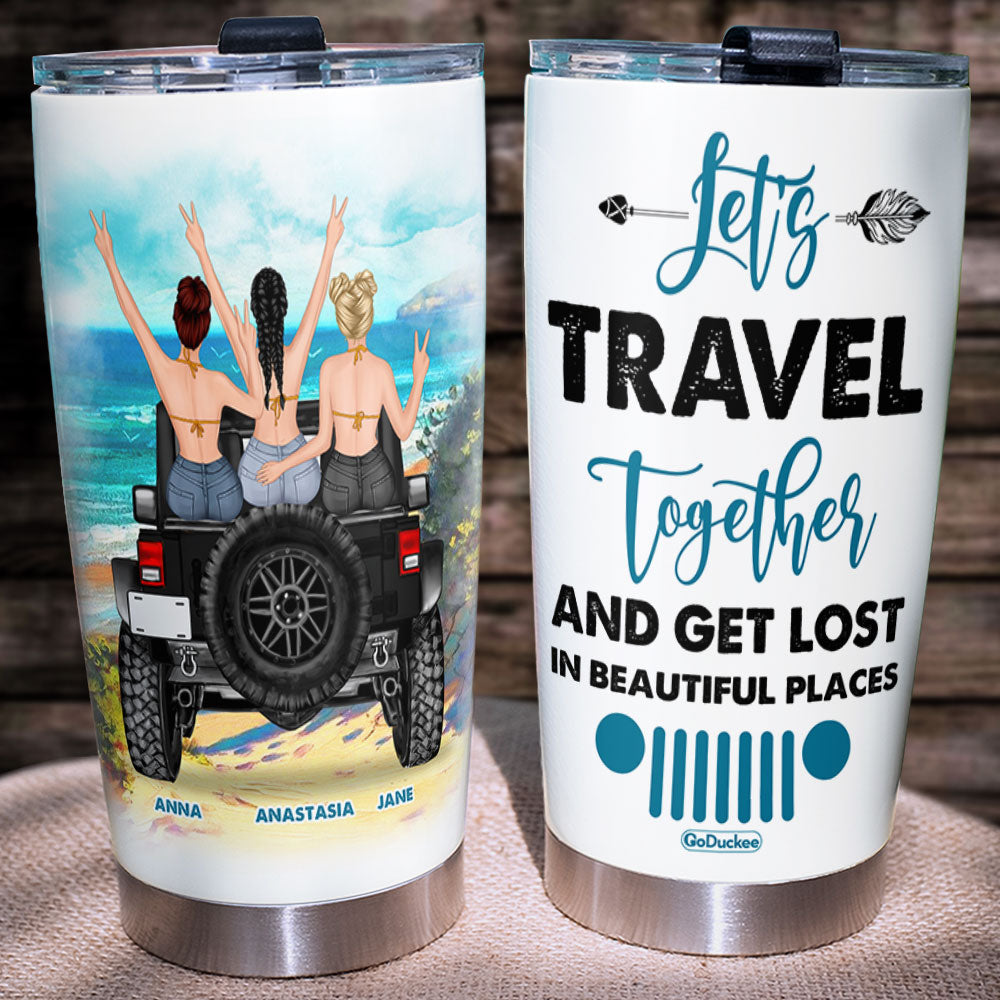 Personalized Travel Together Tumbler - Custom Name Adventure Mug