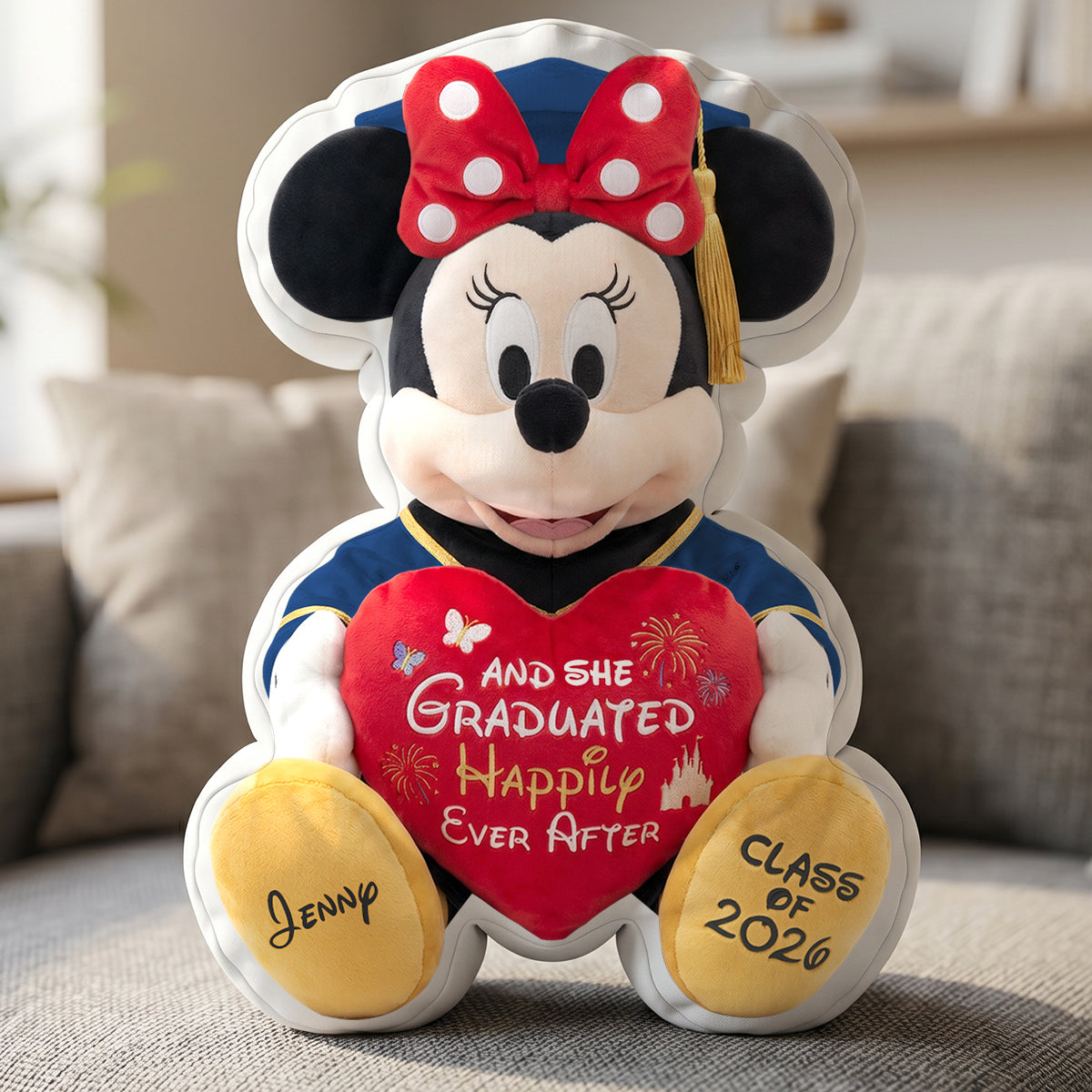 Celebrate Graduation with Love - Cute Mouse Graduation Pillow - Personalized Gift for Graduates Pillow PopCulturePrints