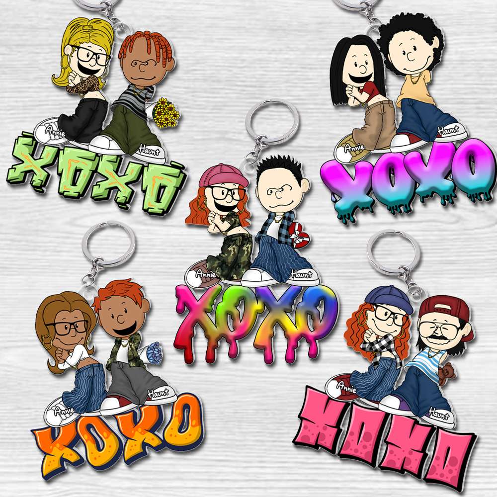 Y2K Style Cartoon Couple Keychain - Personalized Gifts for Couples Keychains PopCulturePrints